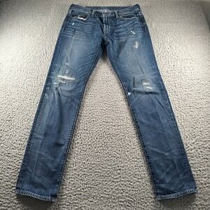 Abercrombie & Fitch Jeans Mens 32x32 Skinny Slim Distressed Blue Ripped Faded